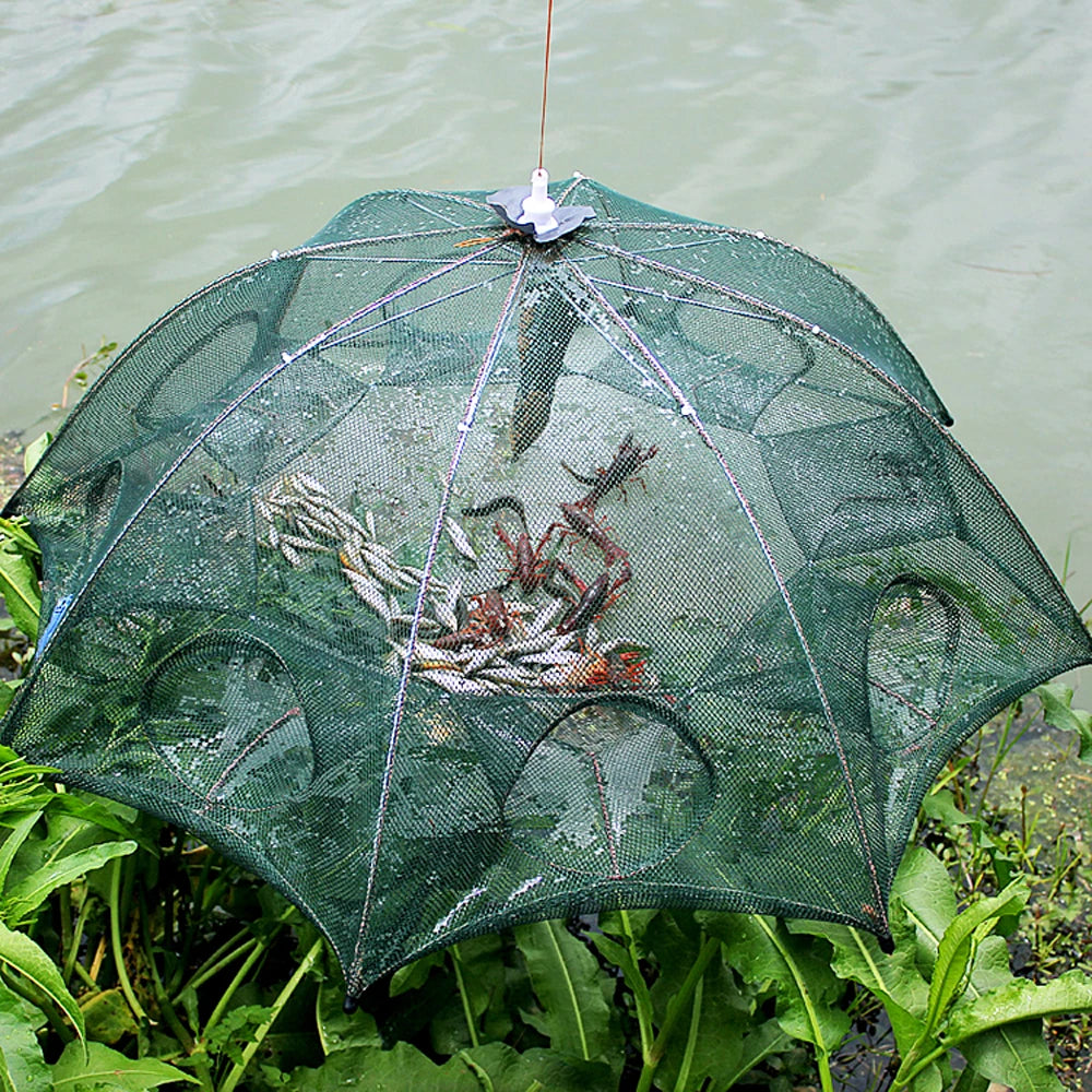 Nylon Steel 4-20 Holes Hexagon automatic Fishing trap for Crayfish, Fish, Shrimp minnows, Crab Trap