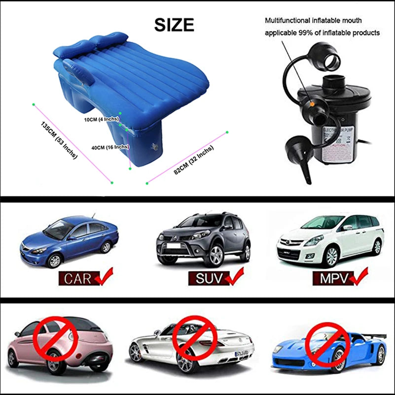 Inflatable for Adults Child, Car, Pillow, Outdoor Camping Mat with Air Pump