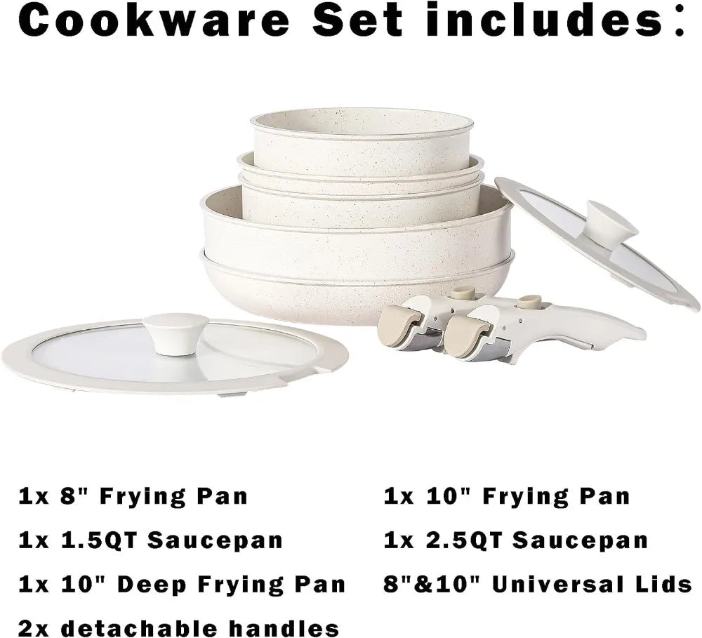 Pot and pan set, Nonstick Cookware Detachable Handle