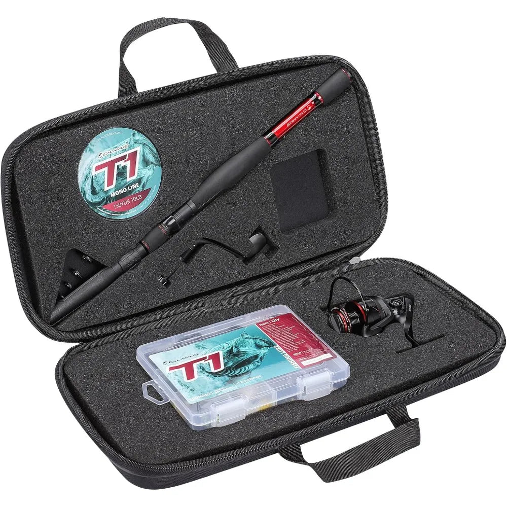 T1 Telescopic Fishing Rod and Reel Combo, Ready-to-go Fishing Gear Set with Fishing Line, Lure Kits & Accessories