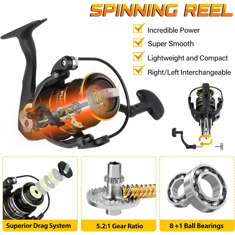 Fishing Pole, Fishing Rod and Reel Combo,Telescopic Rod Kit with Spinning Reel, Collapsible Portable Fishing Pole