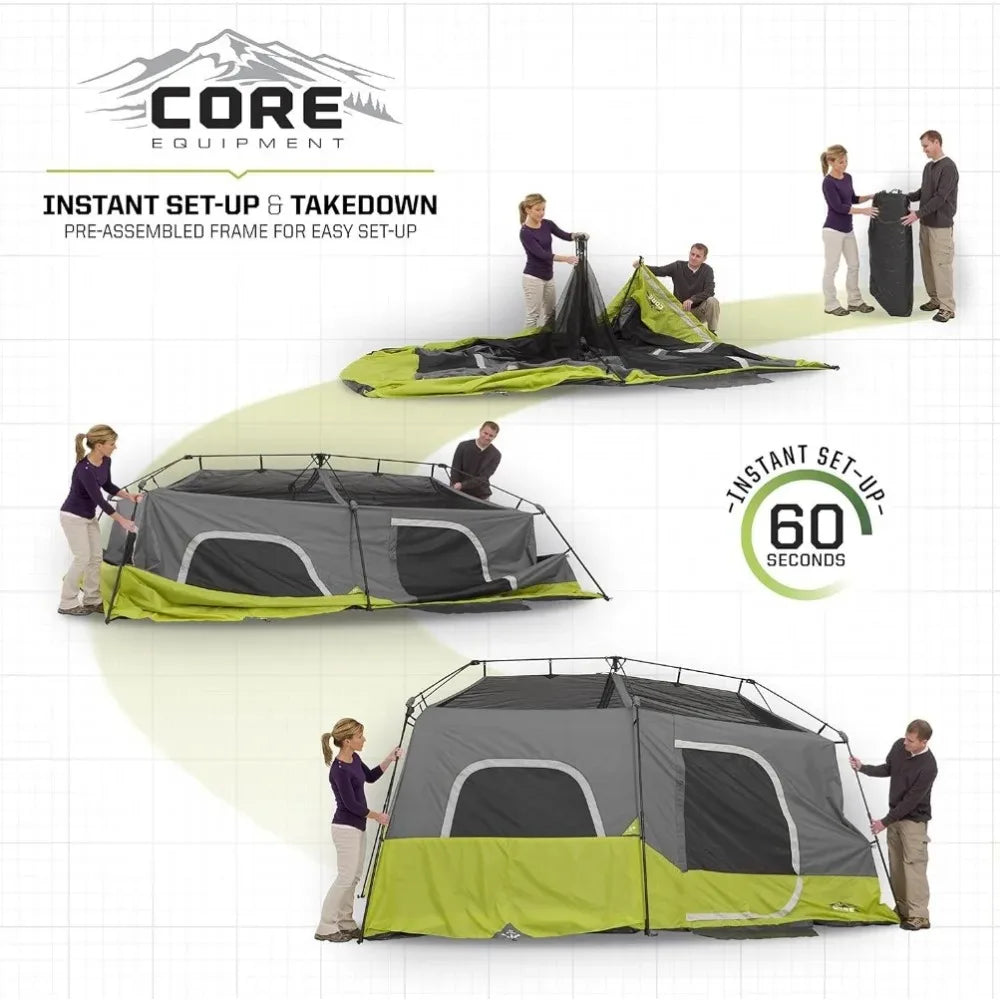 9 Person Instant Cabin Tent - 14' x 9', Green (40008)