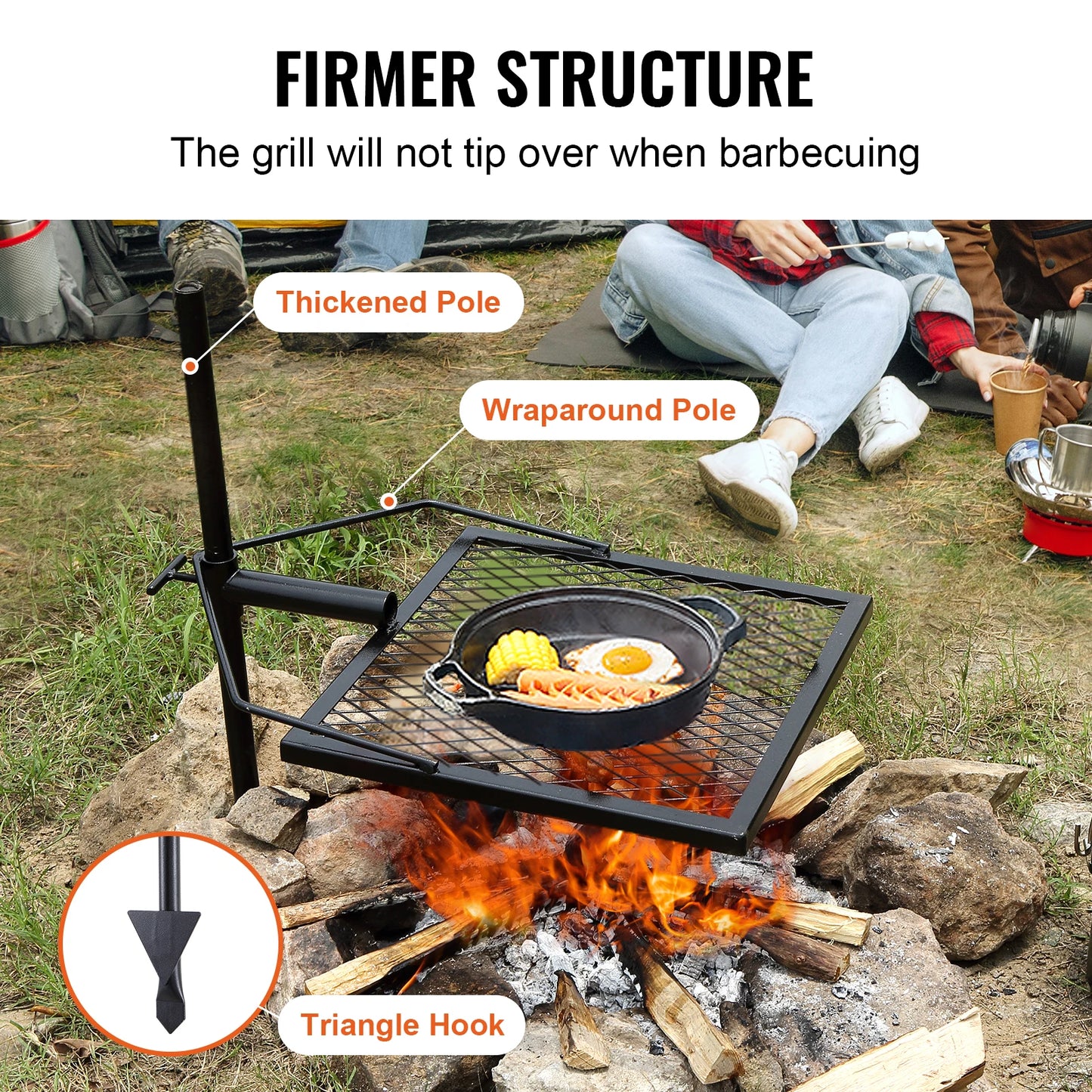 Swivel Campfire Grill,  Grate,360° Adjustable Open Fire