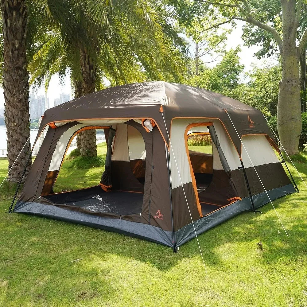 Extra Large Tent 10-12 Person(B),Family Cabin Tents,2 Rooms,,3 Doors and 3 Windows with Mesh