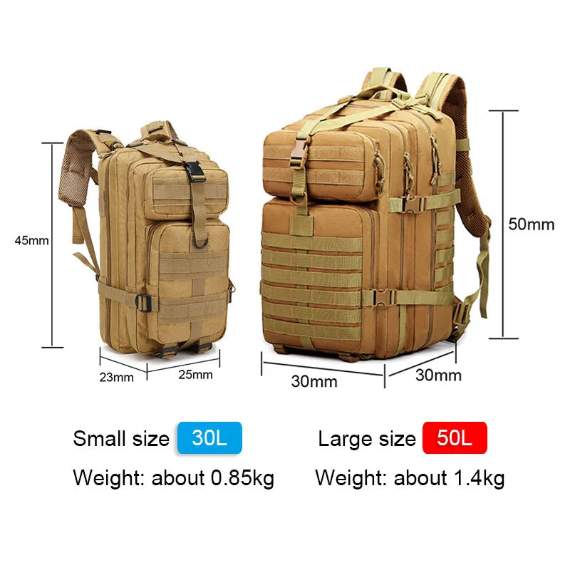 30L/50L Tactical Backpack Waterproof Rucksacks Outdoor Camping