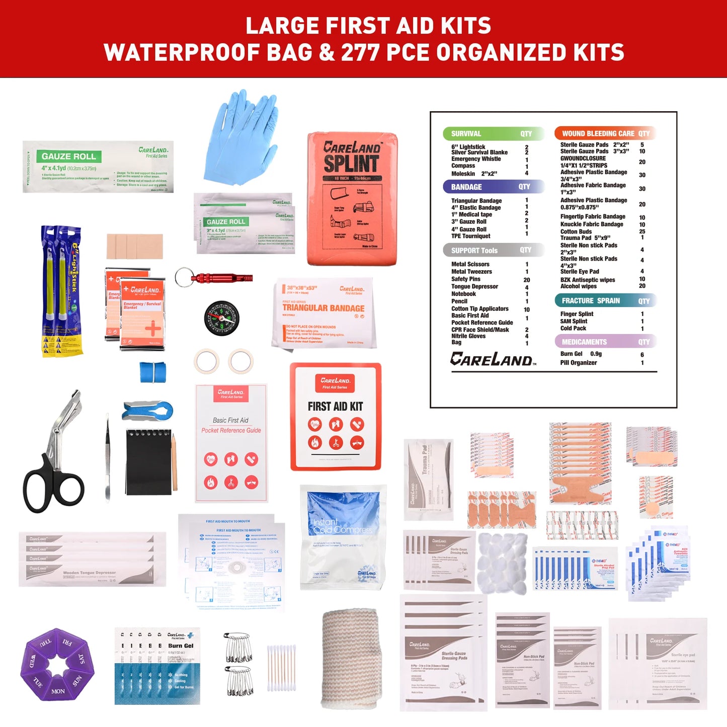 First Aid Kit, 277PCS Essential Emergency Medical Supplies for Car, Travel, Camping