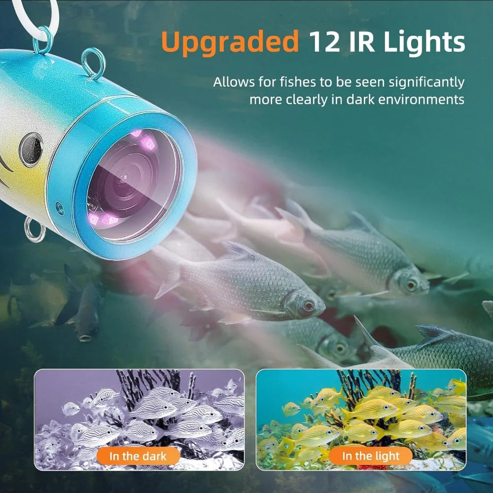 Underwater Fishing Camera 7 Inch LCD Monitor Waterproof 1000TVL ,12pcs Infrared Lights for Lake Boat