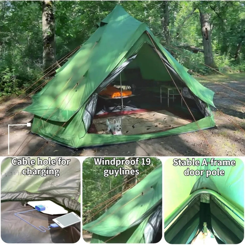 4-6 Person Lightweight Tent UPF50+ Glamping Tent with Groundsheet Tarp, Waterproof Bell Tent