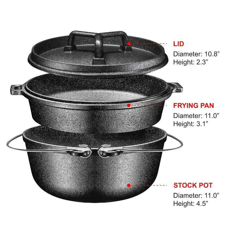 Cooking Set Of 4. Pre Seasoned Cast Iron Pots And Pans /Dutch Oven Sets With Lids