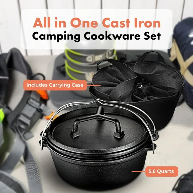 Cooking Set Of 4. Pre Seasoned Cast Iron Pots And Pans /Dutch Oven Sets With Lids