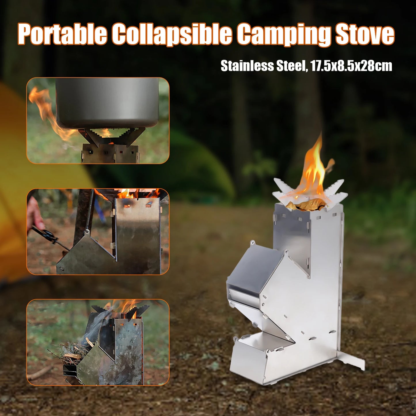 Stainless Steel Wood Stove Folding Cooker Equipment