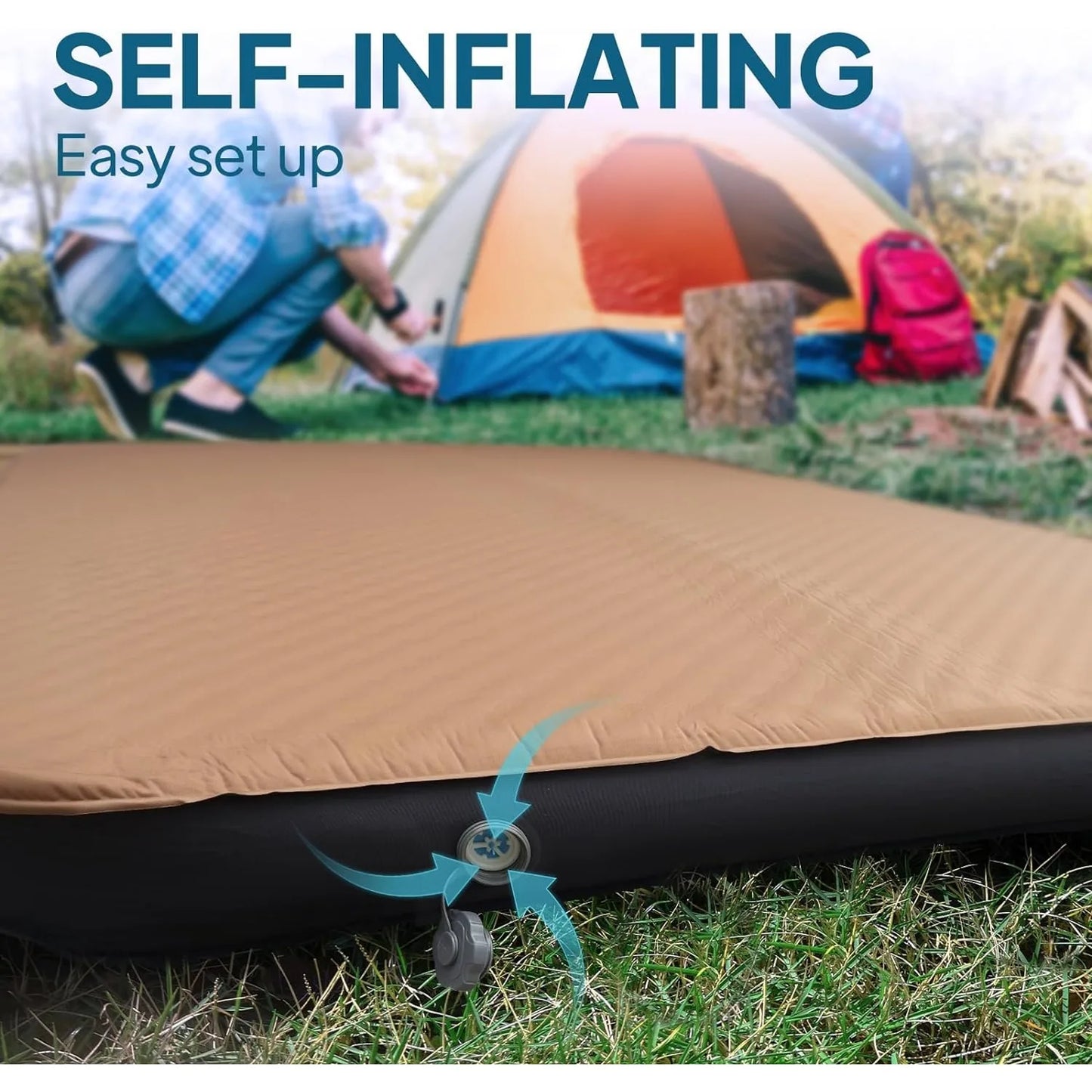 4.5” Thick Self Inflating Sleeping Pad with pump Sack