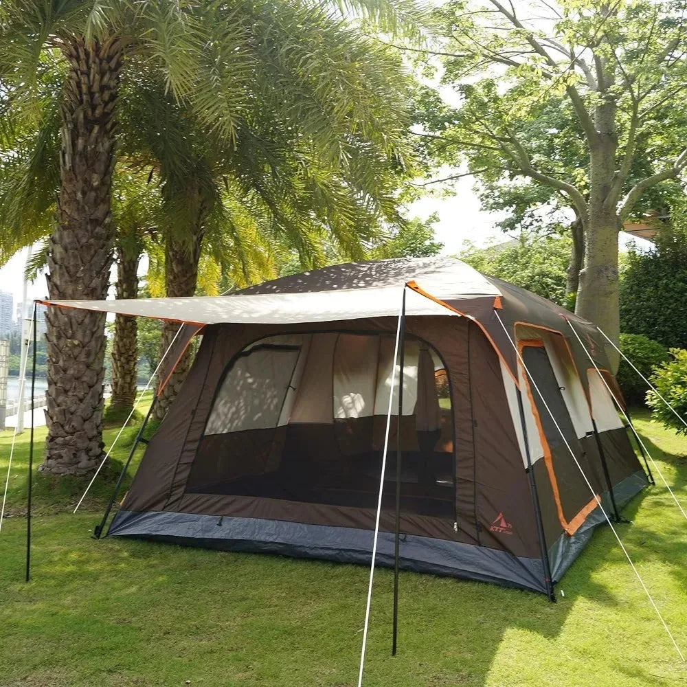 Extra Large Tent 10-12 Person(B),Family Cabin Tents,2 Rooms,,3 Doors and 3 Windows with Mesh