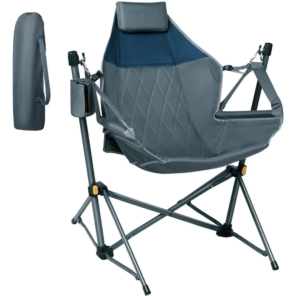 Camping Chair with Adjustable Backrest, Folding Hammock Chair Supports 300lbs