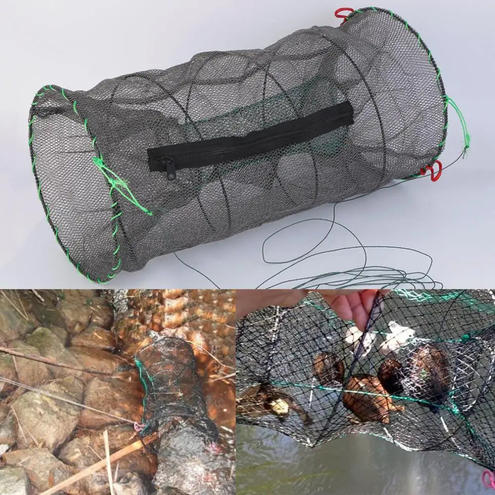 Catcher Pot Trap Live Bait Eel Crab Lobster Minnows Crawfish Net 2 size